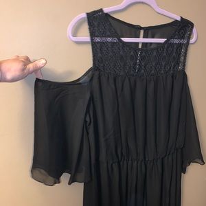 Black Maxi Dress with lace top and off the shoulder sleeve